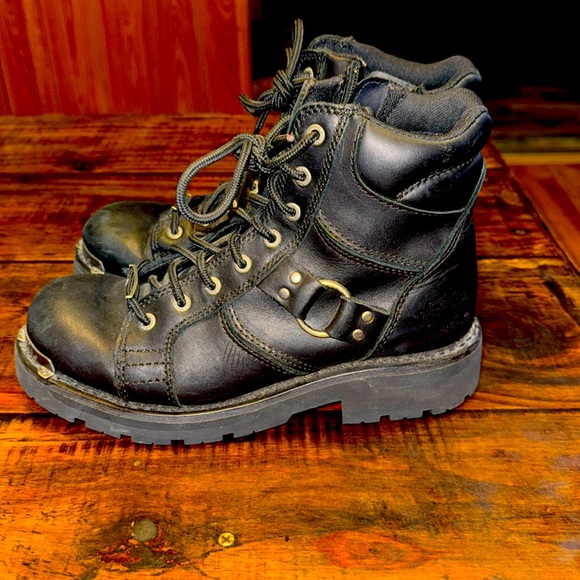 Harley-Davidson Women's 6" Maddy Boots Ankle Zip Lace Up Black Size 9 - Picture 4 of 9